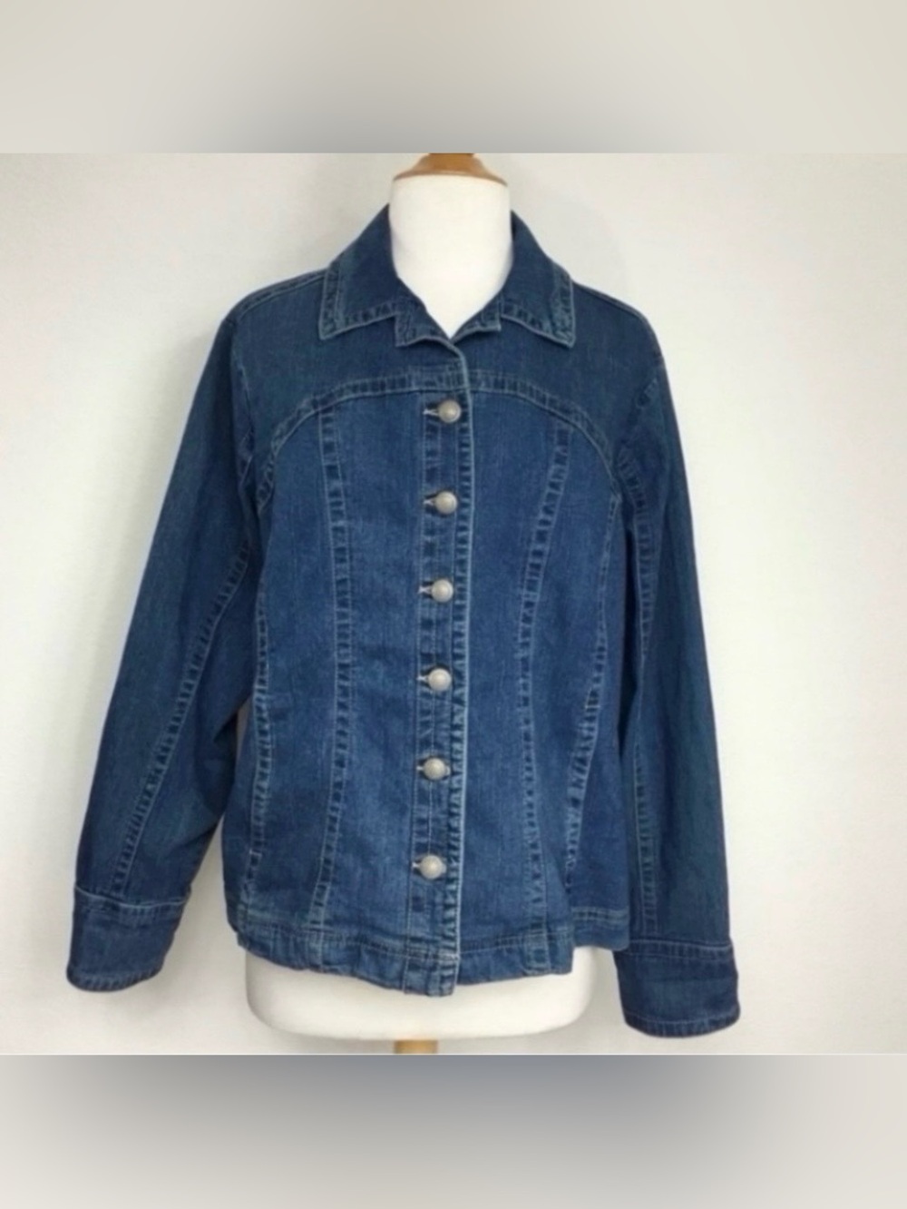 LAL Live A Little Womens Blue Button Denim Barn Jacket Size 1X Casual Streetwear